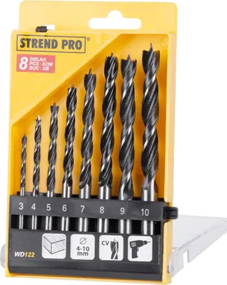 Obrázek produktu pro Sada vrtáků Strend Pro WD122, 8 kusů, 3-10 mm, do dřeva, na dřevo