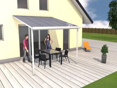 Produktbild von Terrassenüberdachung gutta Bausatz Doppelstegplatten transparent 306 x 306 cm weiß