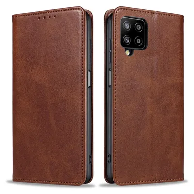 Produktbild von Handyhülle für Samsung Galaxy A12 Kunstleder Flip Cover Hülle Handytasche Case Kartenfach Farbe: Dunkelbraun
