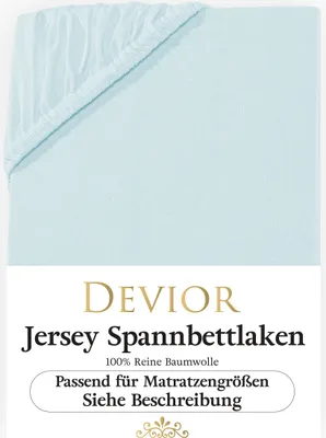 Produktbild von Devior Jersey Spannbettlaken 180x200 - 200x200 cm aqua Bettlaken 100% Baumwolle bis 22cm Matratzenhöhe Gummizug