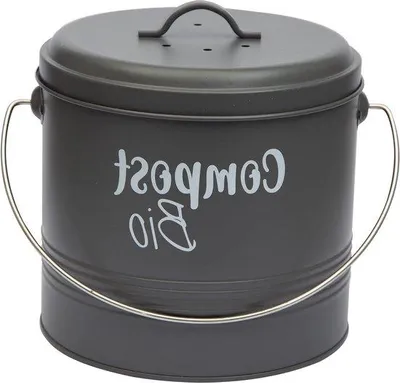 Image de Poubelle organique de 3 litres pour la cuisine - Fond - Sans odeurs - Gris/anthracite