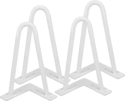 Image de lot de 4 pieds de table Hairpin Legs 20 cm blanc en acier