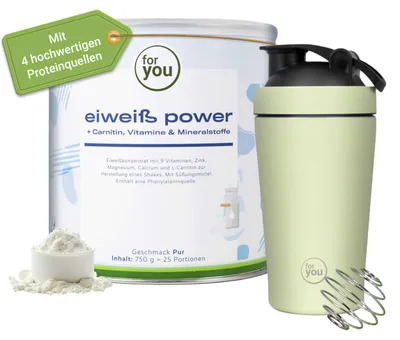 Produktbild von for you power Eiweiß mit Gratis Shaker