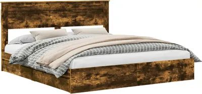 Immagine prodotto di Letto contenitore vidaXL, finitura noce, dimensioni 180 x 200 cm, struttura in legno composito
