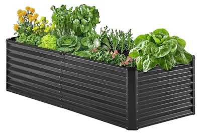 Immagine prodotto di Letto rialzato in metallo VEVOR 1800 x 895 x 600 mm. Fioriera zincata da esterno per la coltivazione di ortaggi, fiori, erbe e piante grasse. Grigio scuro