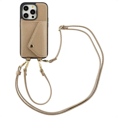 Image de Selencia Sera étui pour téléphone avec cordon et porte-cartes pour l'Apple iPhone 14 Pro - Taupe