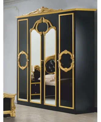 Immagine prodotto di Casa Padrino armadio barocco per camera da letto nero / oro 177 cm - Mobili barocchi per camera da letto