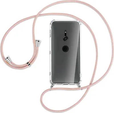 Produktbild von Handykette Backcover-Schutzhülle mit Band (Metall silberfarben) für Sony Xperia XZ2 - roségold