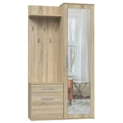 Produktbild von BEAUTYSOFA | Kompaktgarderobe FIORA - Modulares Garderoben-Set Flurgarderobe mit Spiegel, Schuhschrank, Eiche Sonoma