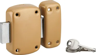 Image de Verrou sans bouton Capital, pour porte de cave, cylindre 40mm, acier, 3 clés, époxy bronze - THIRARD