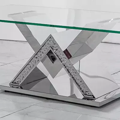 Produktbild von Luxus Esstisch Säulentisch Silber Esstische Esszimmer Tisch Glastisch