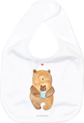 Produktbild von Mr. & Mrs. Panda Lätzchen Bär Baby - Weiß - Geschenk, Nichte, Mutter, Geburtstag, Für Babys, Schlabberlatz, Babylätzchen, Esslätzchen, Geburt, Teddy, Sabber