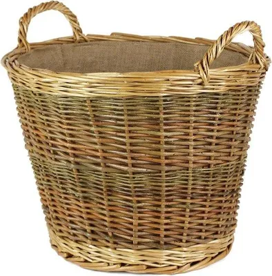 Immagine prodotto di Cesto rotondo in vimini con rivestimento interno, 42 cm, per riporre la legna