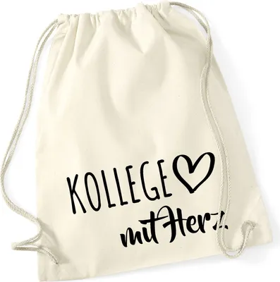 Produktbild von Huuraa Turnbeutel Kollege mit Herz 12 Liter Natural Baumwolle Rucksack Geschenkidee