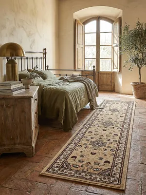 Produktbild von Flurläufer Mittelflor Traditionell Polypropylen Braun 66x300 cm Flur Küche Orientalisch GLAZERT | Kadima Design