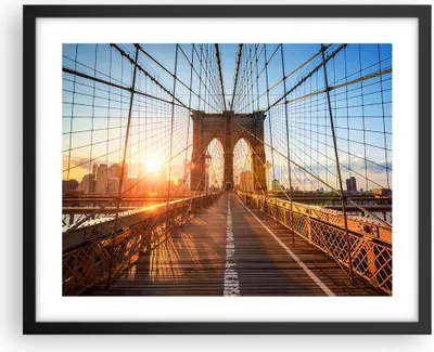 Produktbild von Gerahmtes Poster - Schwarzer Rahmen - New York Brücke - 50x40 cm - Wand Bild - Wanddeko - Wandbilder - Kunstposter - Wandposter - Bilderrahmen - Bilder - Kunstdruck - Wandbild - P2BAA50x40-3707