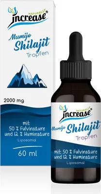 Produktbild von Increase Liposomale Shilajit Tropfen hochdosiert - 2000mg Shilajit pro Tagesdosis (60.000mg Shilajit pro Packung) - 50% Fluvinsäure und 12% Huminsäure