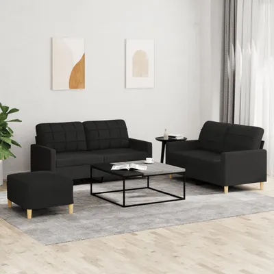 Obrázek produktu pro Maison Exclusive – 3dílná sedací souprava s polštáři, černá látka