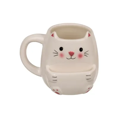 Image de Tasse à café en dolomite Out of the Blue avec porte-biscuits - Chat