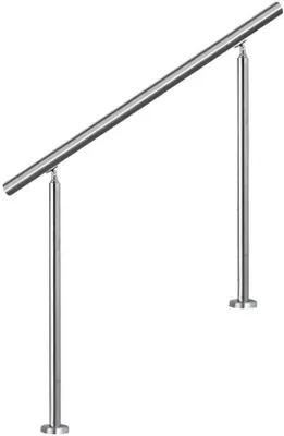 Produktbild von NAIZY Edelstahl Handlauf Geländer mit 2 Pfosten für Brüstung Treppen Balkon (80cm, ohne Querstreben)