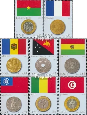 Produktbild von Briefmarken UNO - Genf 2007 Mi 565-572 (kompl.Ausg.) postfrisch Flaggen und Münzen
