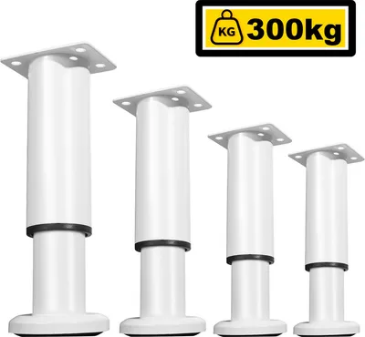 Produktbild von Jopassy 4X Möbelfüße 12-18cm Dehnbar(Weiß) Sockelfüße Stützfuß Schrankfuß Verstellbar Hotel Sockelfüße Füße