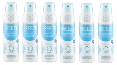 Produktbild von 6x Breeze Freschezza Talcata Deo-Spray 150 ml+ Italian Gourmet polpa 400g