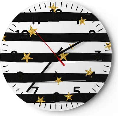 Produktbild von Wanduhr - Rund - Glasuhr - Muster Stern Gold Dekoration - 40x40cm - Schleichendes Uhrwerk - Lautlos - zum Aufhängen bereit - Dekoration Modern - Wanddekoration aus Glas - C4AR40x40-2868