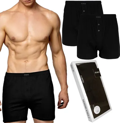 Produktbild von ATLANTIC Herren-Boxershorts 2er-Pack  – Lockerer Schnitt, 100% Baumwolle, Atmungsaktiv, Bequemer Tunnelbund, Schwarz S-XXL