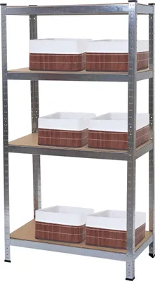 Immagine prodotto di Scaffalatura per carichi pesanti HWC-D67, scaffale per officina, 160x80x40cm portata fino a 320kg con 6 cestini portaoggetti HWC-C21 ~ zincati