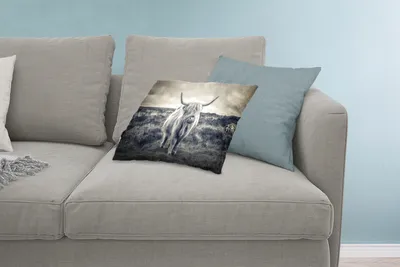 Produktbild von MuchoWow® Zierkissen Sofakissen Wohnzimmer Dekokissen 60x40 cm Schottisches Hochlandrind - Tiere - Wolken - Kuh - Natur - Kopfkissen - Polster mit Foto
