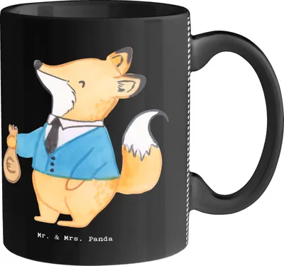 Produktbild von Mr. & Mrs. Panda Kaffeetasse Steuerberater Herz - Schwarz - Geschenk, Kaffeebecher, Tasse, Keramiktasse, Teetasse, Becher