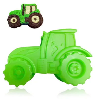 Obrázek produktu pro Silikonová forma na koláč ve tvaru traktoru, 3D, zelená, rozměry 25,5 cm x 16,5 cm x 6,8 cm, bez BPA