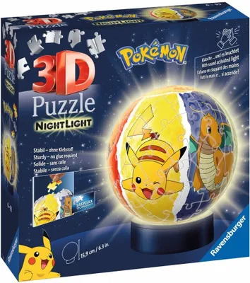 Image de Ravensburger 3D Puzzle Ball Veilleuse Pokémon (72 pièces) - Ravensburger 11547 - (nombre de pièces du puzzle / jusqu'à 100 pièces)