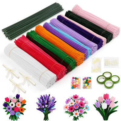 Productafbeelding van Omgoods - 900 Stuks Pijpenreinigers met Bloemset voor DIY Creaties