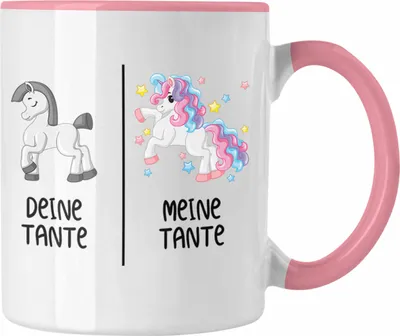 Produktbild von Trendation - Beste Tante Geschenk Tasse mit Spruch Kaffeetasse für Tante Coole Tante Einhorn (Rosa)