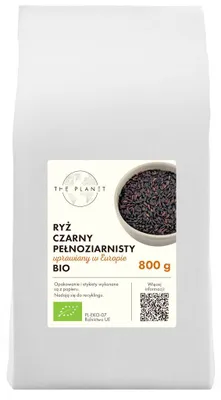 RYŻ CZARNY PEŁNOZIARNISTY (UPRAWIANY W EUROPIE) BIO 800 g - THE PLANET