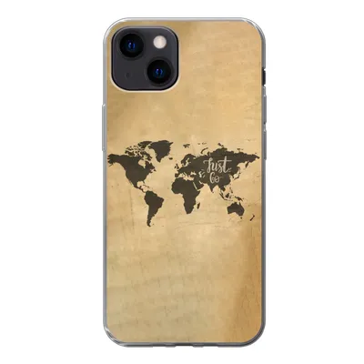 Produktbild von MuchoWow® Handyhülle Schutzhülle Hülle für iPhone 13 Weltkarte - Karte - Sprichwörter Silikon Softcase Handy Hülle - Karteninhaber
