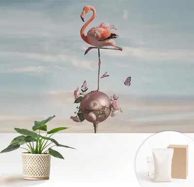 Produktbild von Fototapete  - 152x104 cm - Tapete - Wandtapete - Wandbilder  - Dekofolie - Tapete Folie - Wand - Dekoration - Wohnzimmer - Eleganter Flamingo