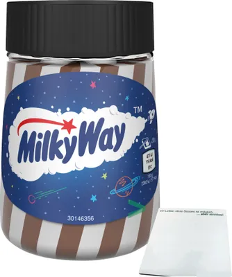 Produktbild von Milky Way Brotaufstrich Duo-Creme Kakao und Milch-Gechmack (350g Glas) + usy Block