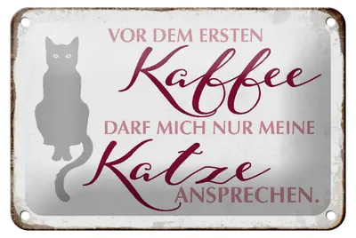 Produktbild von Blechschild Katze 18x12cm vor dem ersten Kaffee nur Katze