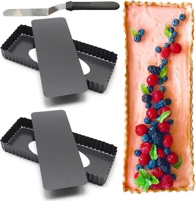 Image de Moule rectangulaire, lot de 2, 36,5 x 14,5 cm, en métal, revêtement antiadhésif