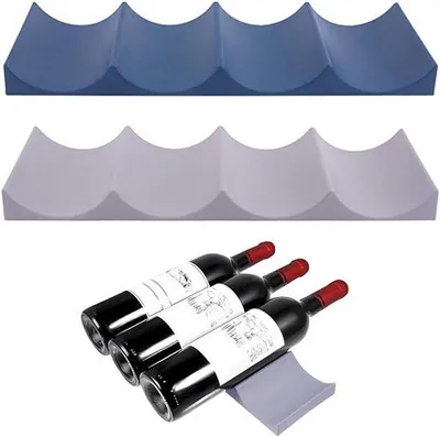 Immagine prodotto di Scaffale per vino, portabottiglie a 2 ripiani, scaffale impilabile multifunzionale