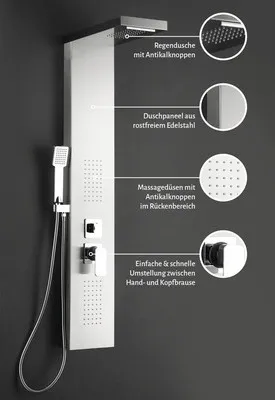 Obrázek produktu pro Sprchový panel Aurlane Naples nerezová ocel kartáčované R14