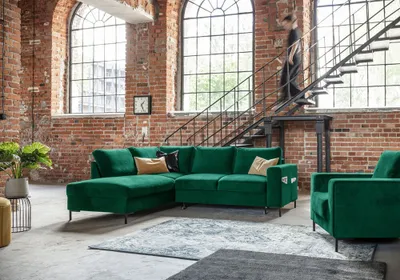 Produktbild von MIUFORM Lofty Lilly - Ecksofa mit Bettfunktion - 237x197cm - Flaschengrün - 6-Sitzer Ausrichtung Links
