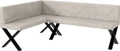 Produktbild von MEBLINI Eckbank für Esszimmer - Küchenbank - Essecke - Sitzecke Küche - ERIC - X-Beine 142x196x87cm Links - Beige Samt