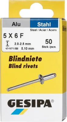 Produktbild von Gesipa Blindniet Alu/Stahl Flachrundkopf Mini-Pack 5x6mm a 50Stück