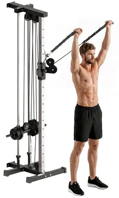 Produktbild von Kraftstation höhenverstellbar 25-165 cm mit Dual-Pulley-Systemen Adaptern 62 x 60 x 200 cm Schwarz