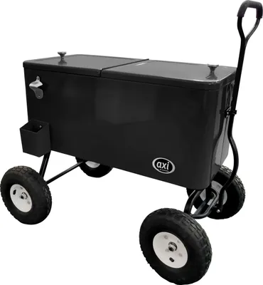 Produktbild von AXI Retro Getränkekühler Schwarz | Bollerwagen / Kühlwagen / Kühler mit Rollen - 76 liter | Fahrbare Kühlbox für den Garten / Outdoor