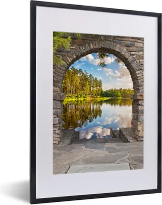 Produktbild von MuchoWow® Gerahmtes Poster Landschaft - Ausblick - Wasser 30x40 cm - Poster mit Schwarzem Bilderrahmen Wandposter Rahmen Foto Bilder - Wandposter Schlafzimmer